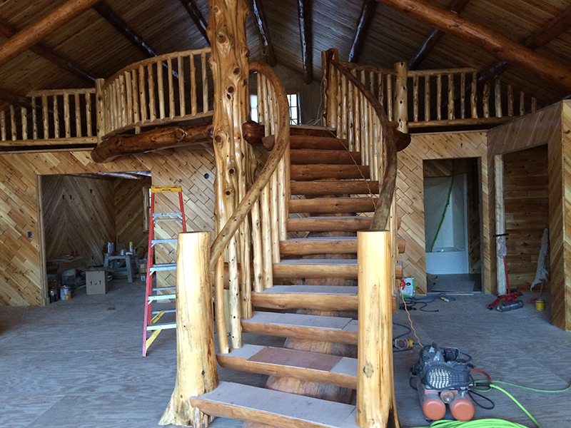 Custom Log & Timber Staircase by Creative Log Structure